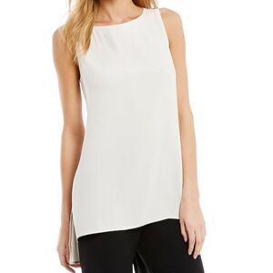 Womens Eileen Fisher 100% Silk Georgette Crepe Boat Neck Sleeveless Tunic Size M